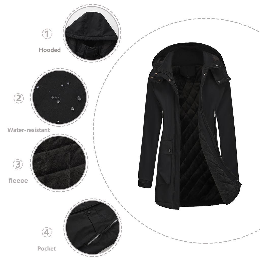 Hooded fashion trend women's thickened warm mountaineering windproof waterproof fluffy lightweight comfortable long-sleeved cotton down jacket