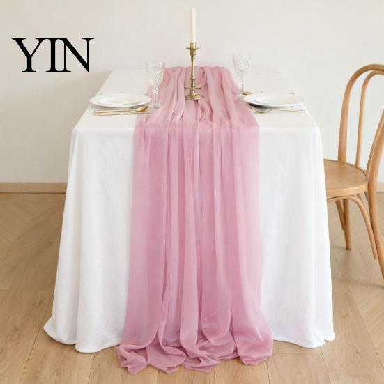 Soft Table Runner Sheer Flowing Runner, Chiffon Wedding Elegant Solid Color Spill Resistant for Dining Home Bridal Shower Party Decor Sophisticated