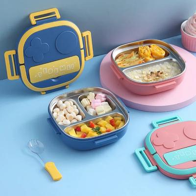 Stainless Steel Lid Picnic Bento Box with Compartment Children Metal Lunch Boxes Insulated Travel Leakproof Food Lunch Container