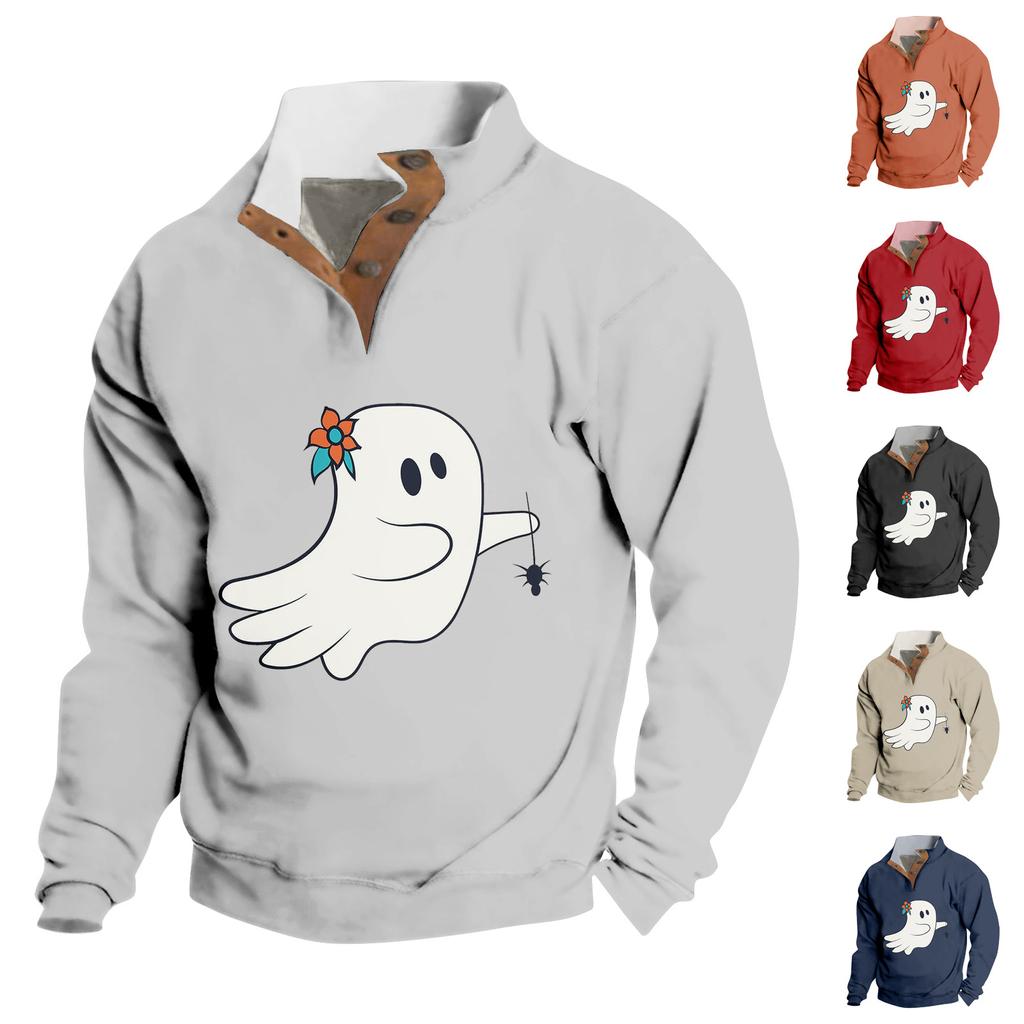 Jarní a podzimní pánská mikina se stojatým límcem je venkovní ležérní svetry topy