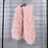 Plus Size Faux Shearling Vest Mid-Length Fur Coat Warm Sleeveless Jacket Women