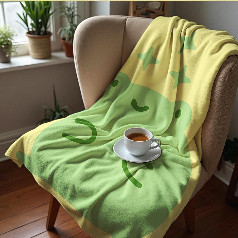 Pale Yellow Blue Polka Dot Soft Flannel Blanket Breathable Warm Throw for Office Car Sofa Kids Room Birthday Xmas Gift