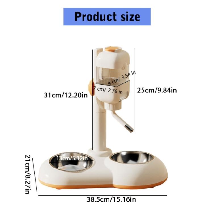 Dog Feeder Puppy Food Water Bowl Double Bowl Height Adjustable Large Capacity