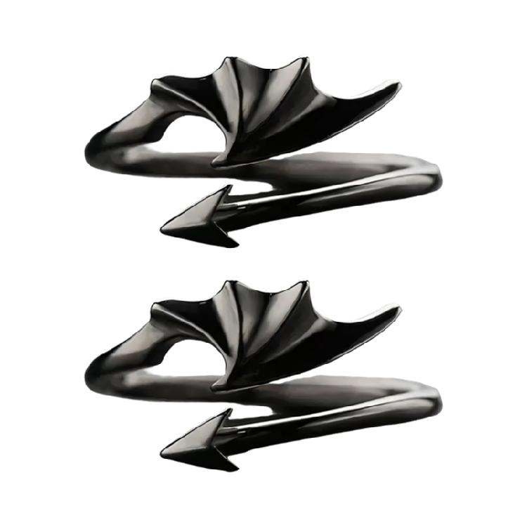 

Symbolic Angel And Demons Wing Matching Rings Open Band Adjustable Size Alloy Couple Gift For Her Him