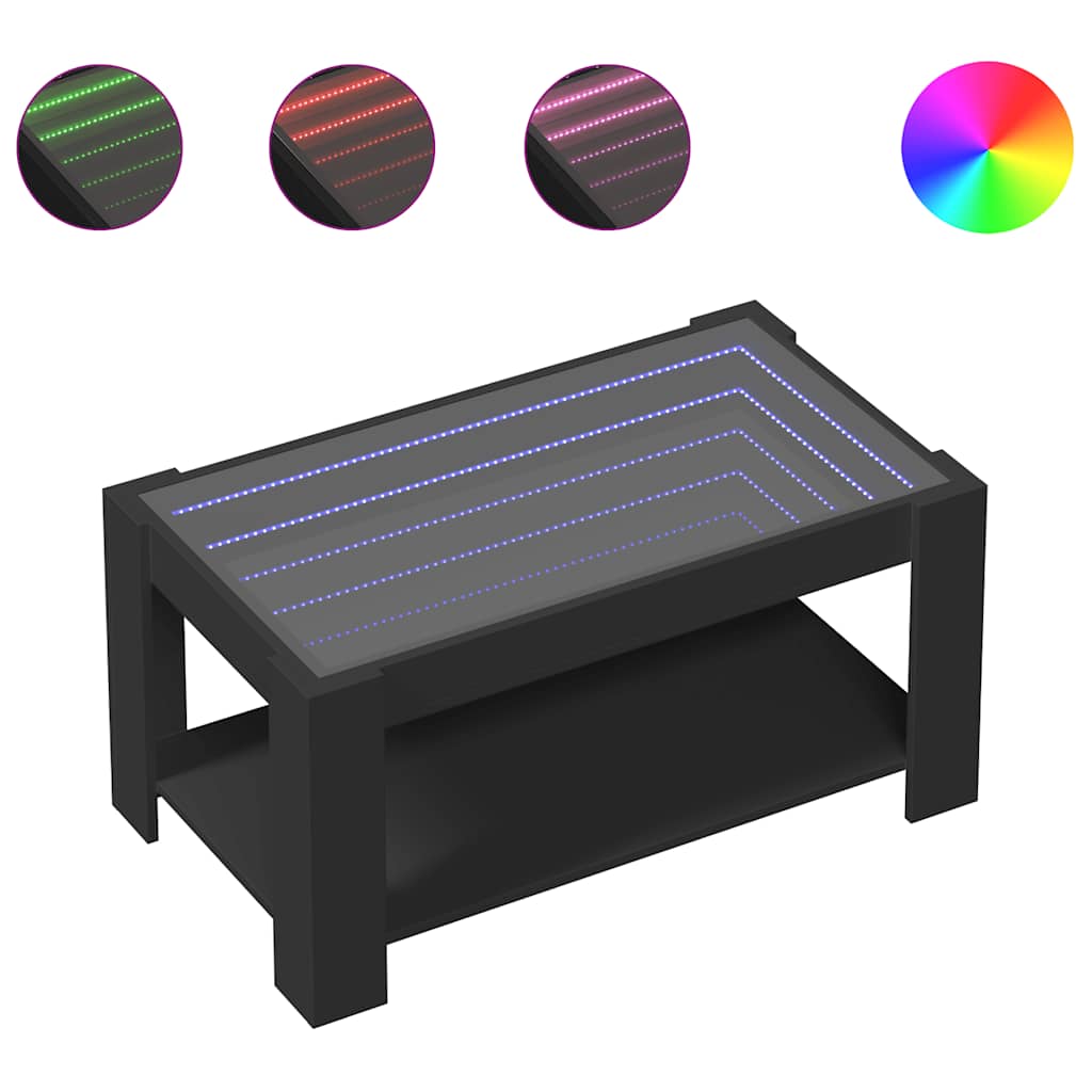 LED Coffee Table Black 93 x 53 x 45 cm Particleboard