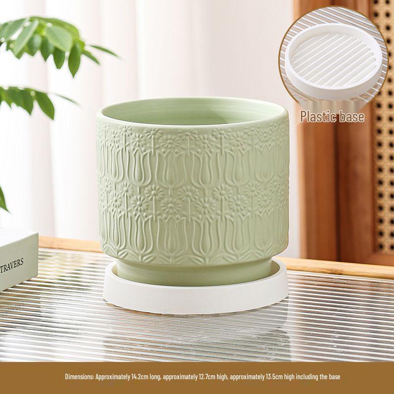 Nordic Style White Ceramic Succulent Pot with Four Compartments