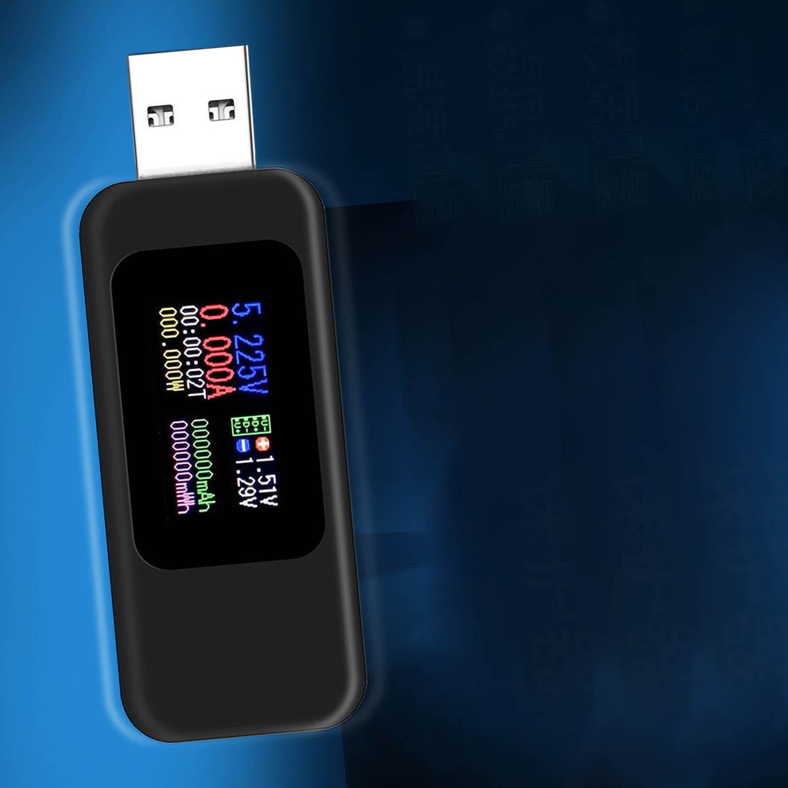 

РК-дисплей USB-тестер Багатофункціональний вимірювач струму, напруги, ємності акумулятора Монітор Чорний
