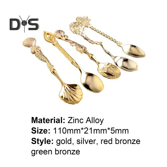 Juego de 5 cucharas para café de aleación de estilo real y forma antigua y elegante