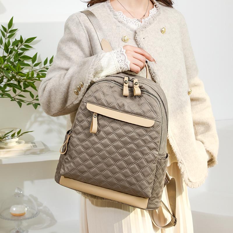 Backpack Student Schoolbag Women's Lightweight Rhomboid Backpack