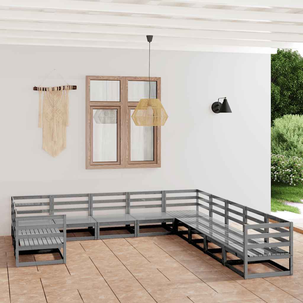 11 Piece Garden Lounge Set Solid Pine Wood