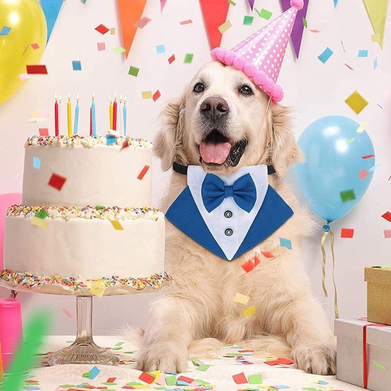 1 Stück Verstellbares Hunde-Tuxedo-Bandana-Halsband mit Fliege Schal Schwarz Haustier Hochzeit Formelles Kostüm für Welpen