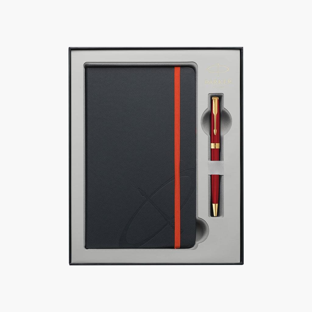 PARKER Sonnet Red GT Ballpoint Medium Gift Box Set with Original Officially 1950777 NS Pen, Nib, Oil-Based, Notebook, Imported,