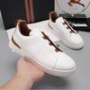Mens Genuine Leather Slip-On Casual Sneakers Low-Cut Breathable Lightweight Comfortable Everyday Shoes