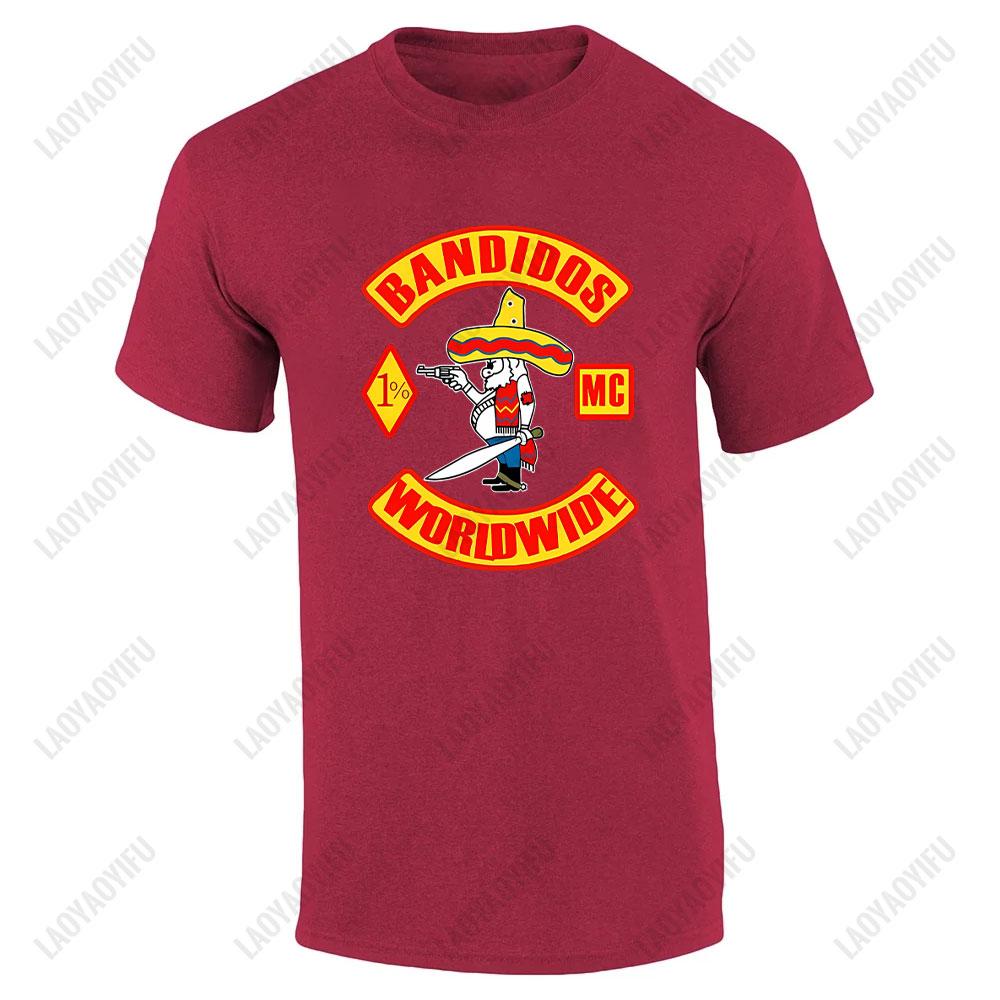 2024 Banddidos Motorcycle Club O Collar Men's T-shirt High Quality Cotton Black Tee Summer Short Sleeved Fashion Street Top