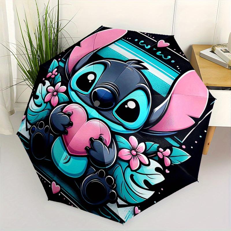 

Stitch,Heart Themed folding umbrella, the best choice for gift giving, 8 ribs, casual, durable, lightweight and portable travel umbrella, su