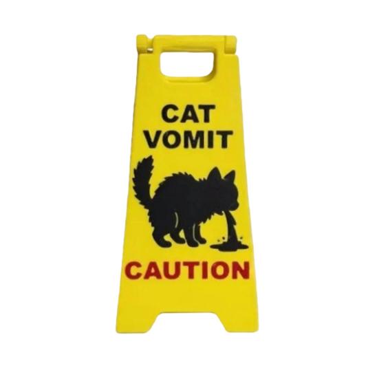 Cat Vomit Caution Sign Humorous Cat Puke Warning Sign Novelty Gag Gifts for Pet Lovers Home Desk Decor