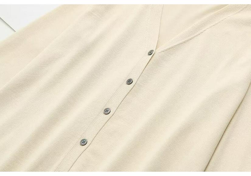 2024 Autumn Plus Size V-Neck Knit Cardigan Long Sleeve Versatile Sweater for Women