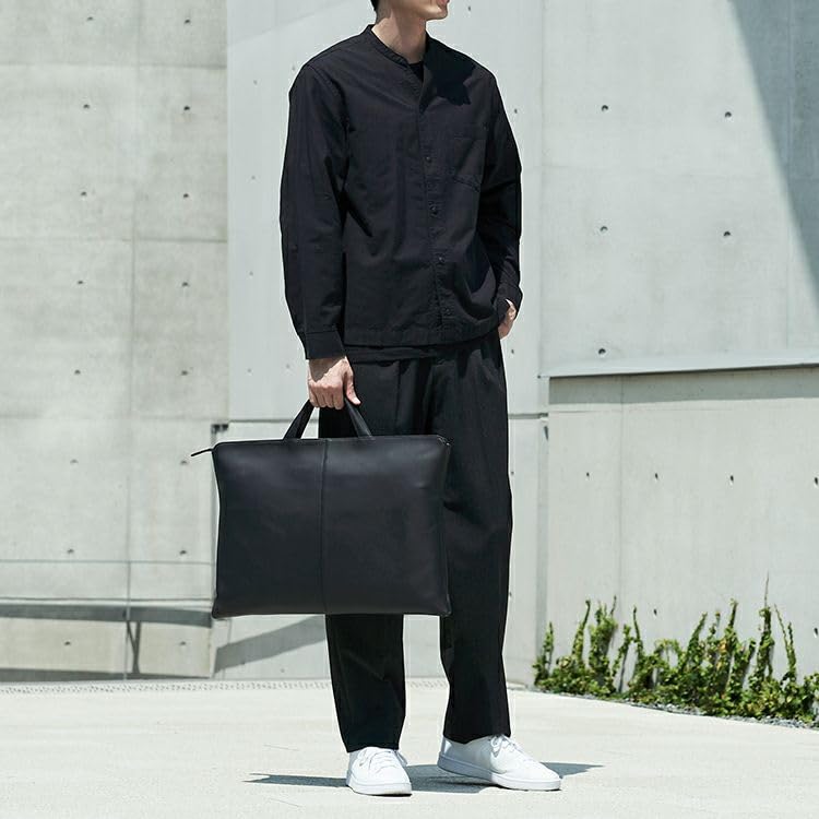 Zwickellose Aktentasche Hergestellt von Baseballhandschuh-Hersteller Echtes Leder A3 Novi Business-Tasche Große Kapazität Tasche PC 13 Zoll SA117 TRION Schwarz [Offiziell]