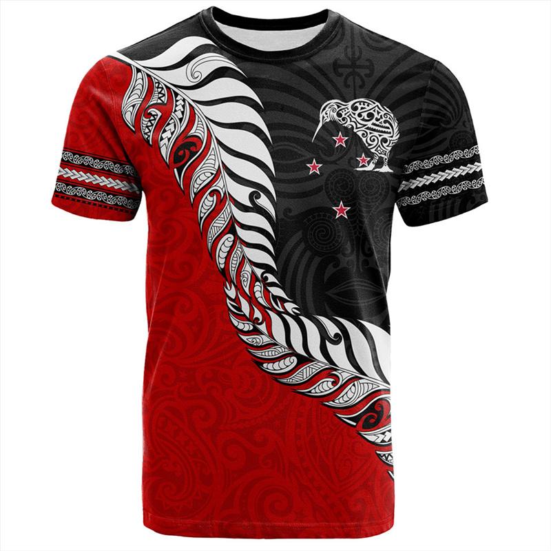 3D Print New Zealand Maori Aotearoa Silver Fern Symbols Tattoo T Shirt For Men NZ Waitangi Day Graphic T-shirts Tees Top Clothes