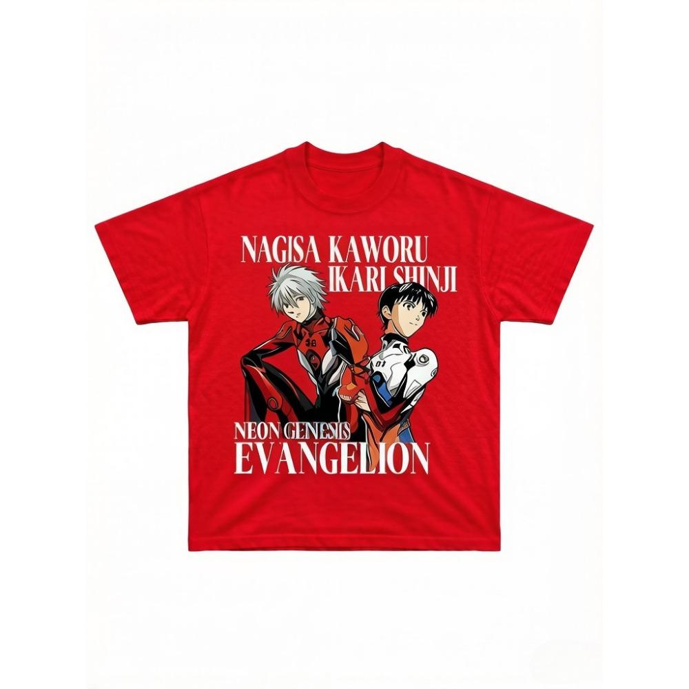 Gassky Nagasaki Shizuka Tsuneko Eva Printed T-Shirt Street Anime Dual Short Sleeve Boys and Girls Family Clothing