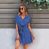 Dresses Office Lady Boho Dot Pattern Women Clothing Black Viscose Bow-Knot Outfits Loose Soft Casual Dress