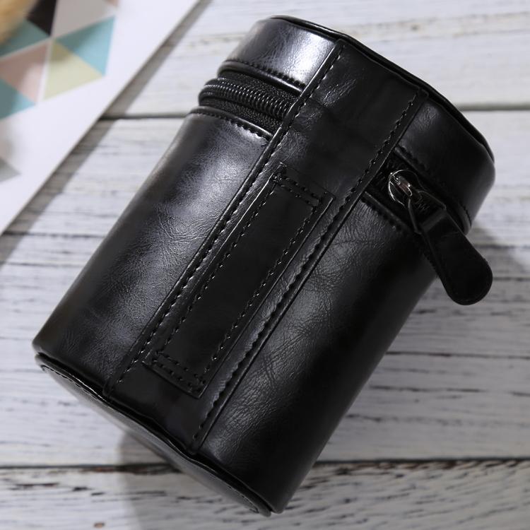 Střední pouzdro na objektiv se zipem, PU kožená taštička/krabička pro objektivy DSLR fotoaparátů, Velikost: Rozměry 13 x 9 x 9 cm