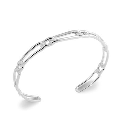 [R3587] - Silver 'Figaro' Silver Bracelet (rhodium) - 58mm 5mm