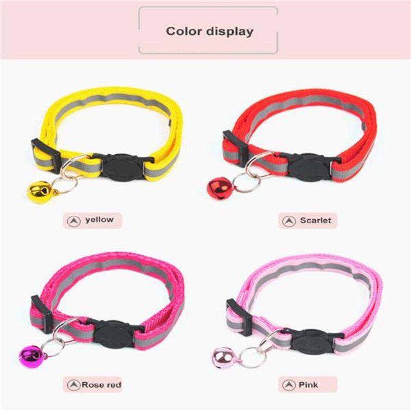 Pet Products Cat Collar Cartoon Cat Head Color Bell Pet Accessories Reflective Dog Collar