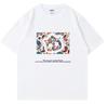 Simple and Fun Printed Short-sleeved T-shirt for Men, Summer Pure Cotton Loose-fitting Round-neck Top for Both Men and Women