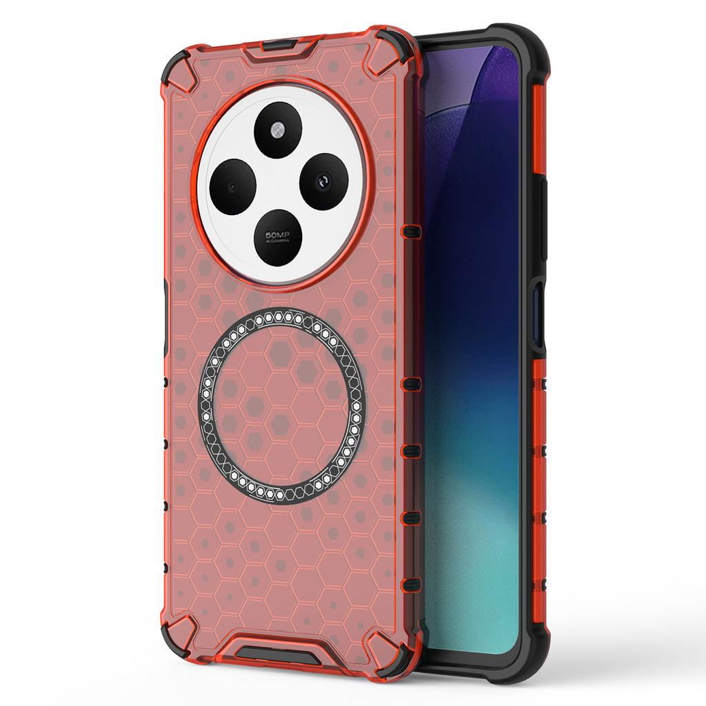 For Xiaomi Poco C75 4G/Redmi 14R 5G/14C 4G Magnetic Case Honeycomb Design TPU+PC Phone Cover