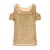 Damen Modisches Und Bequemes Lockeres Pailletten-Kurzarm-Top