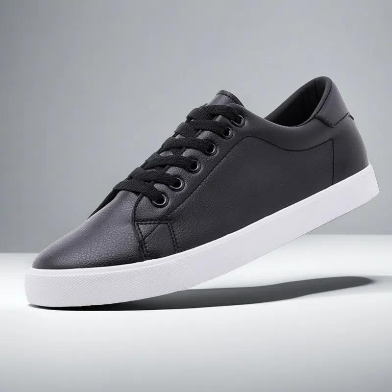 Spring Autumn Flat Mens Casual Shoes Soft Pure Black Fashion Male Footwear Cool Young Man Street Style Comfortable White Shoes
