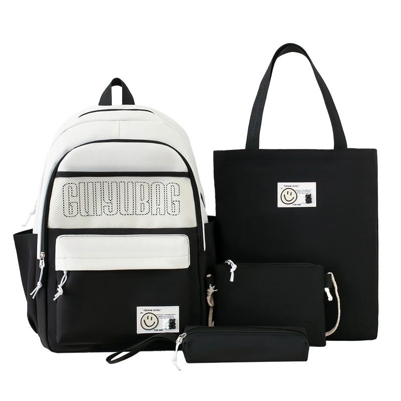 New Contrast Colors College Junior High School Backpack Large Capacity Elementary School Four-piece School Bag Commuter Light Backpack