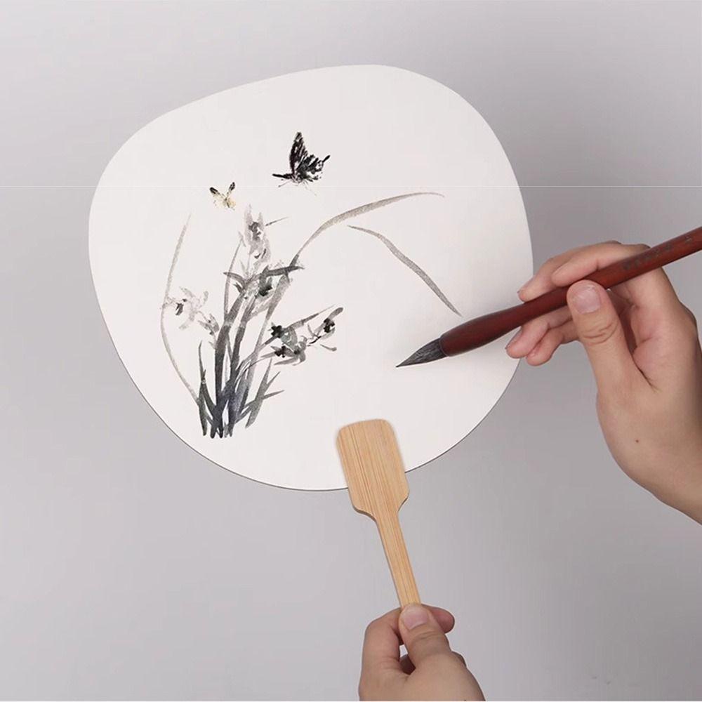 5Pcs DIY Painting Paper Hand Fans Double-side Hand Painting Graffiti Fans Lacquer Fan