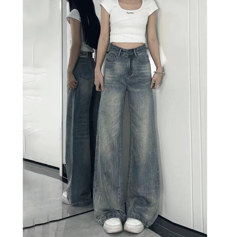 

Американские ретро джинсы с высокой талией и широкими штанинами - Летняя коллекция острой девчонки XL синий