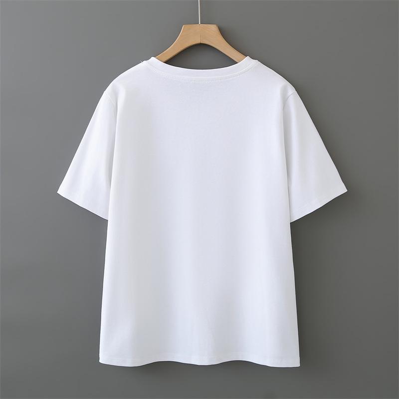 2026 Plus Size Cotton T-Shirt with Horse Patch - Short Sleeve, Round Neck, Fashionable Top for Fat Girls