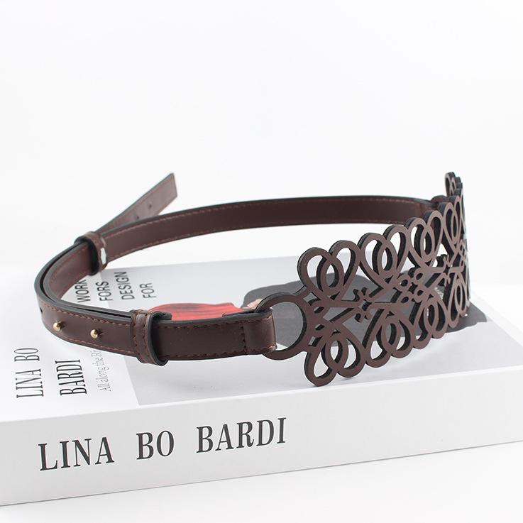 

Элегантный женский регулируемый черный пояс для платьев - тонкий и модный дизайн кофейный