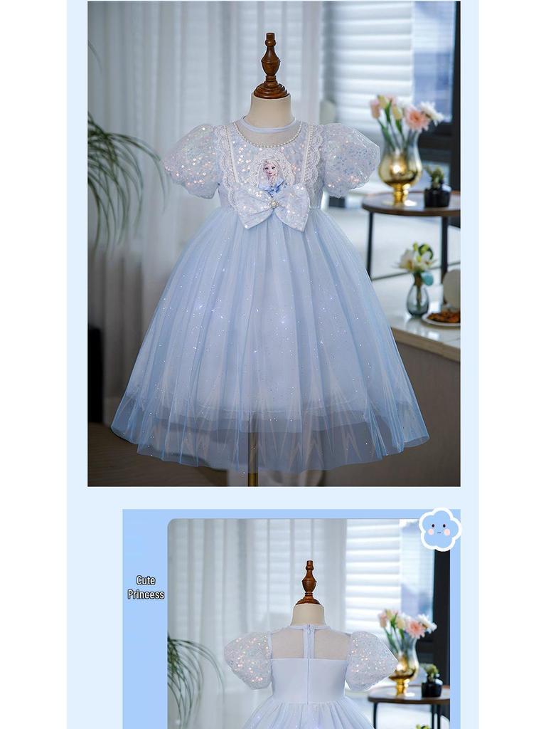 2024 Summer Light-Up Princess Elsa Frozen Dress for Girls