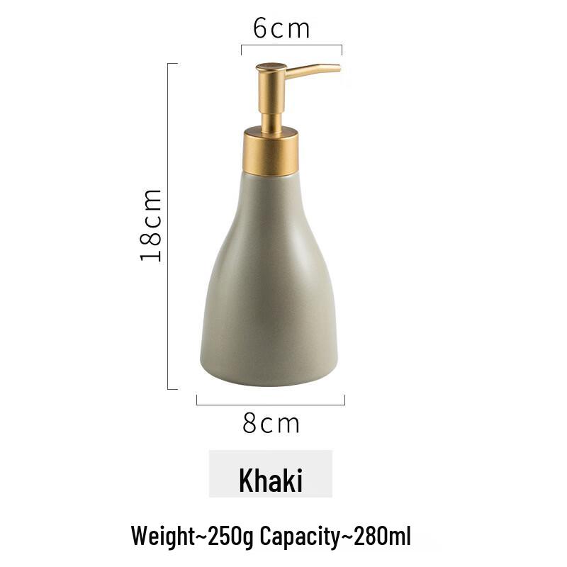 Matte Khaki Ceramic Hand Sanitizer Dispenser Bottle