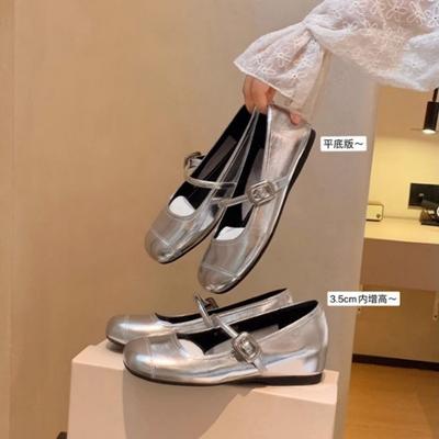 Spot Second Hair! Fashion Versatile New Inner Height Increase Super Soft French Square Buckle Flat Ballet Shoes Women's Mary Jane Shoes