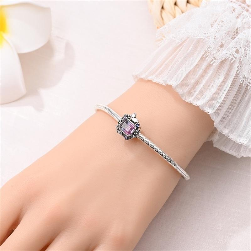 Copper Art Flower Shiny Zircon Series Charms Spacer Beads Suitable For Pan Original Bracelet Diy Party Jewelry