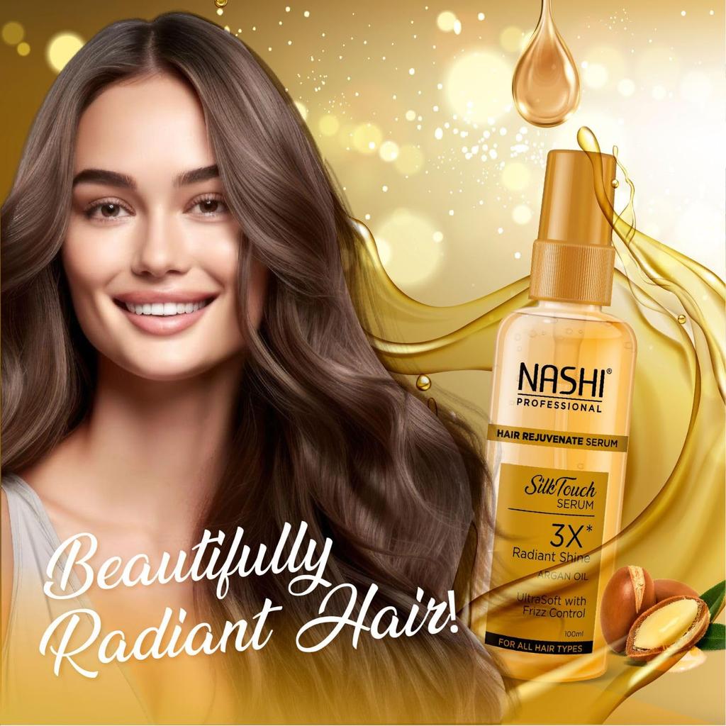 Nashi Professional Siero Ringiovanente per Capelli 100ml Olio di Argan per Controllo dell'effetto crespo Capelli Lisci e Setosi