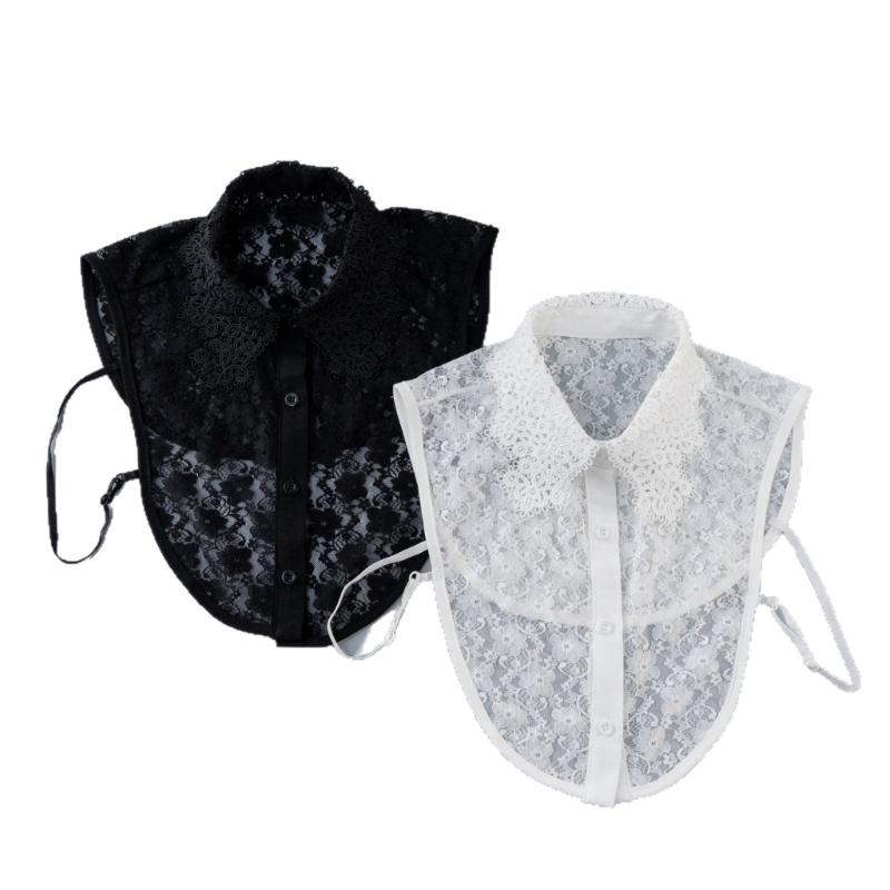 Abnehmbarer Spitzenkragen mit floraler Stickerei Falscher Kragen Stilvolles Halsstück Halbe Hemden Blusen Oberteile Modeaccessoires