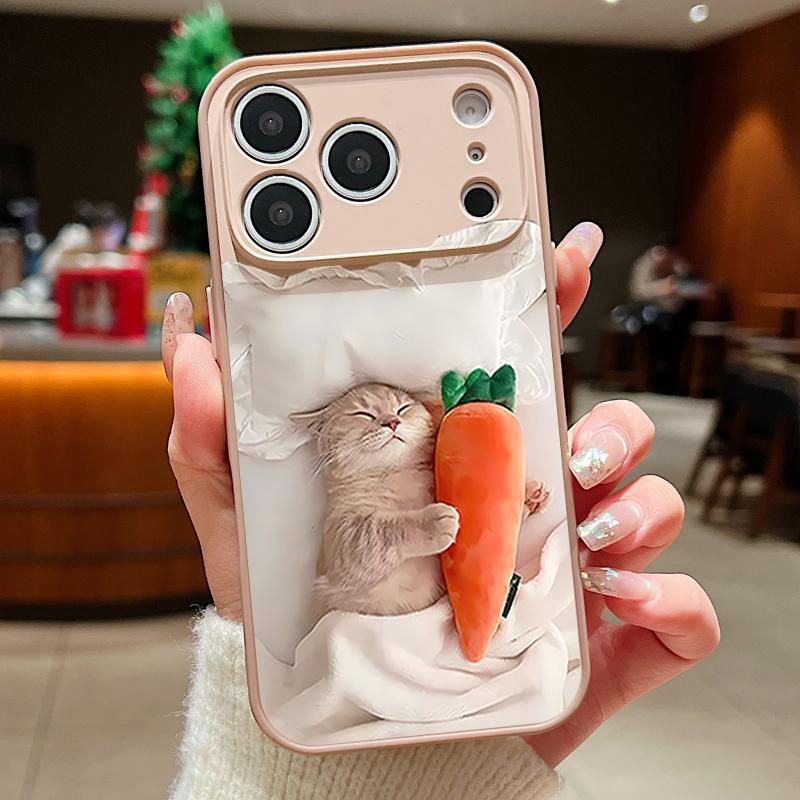 Magnetic For Magsafe Case For iPhone 17 Pro Max Sleeping Cat Carrot Pattern Skin Feeling Cover For iPhone 16 15 14 13 Pro Max