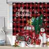 Merry Christmas /Santa Claus/Shower Curtains Holiday Farmhouse Home Fabric Bath Curtain Bathroom Decor/cow Print Blanket