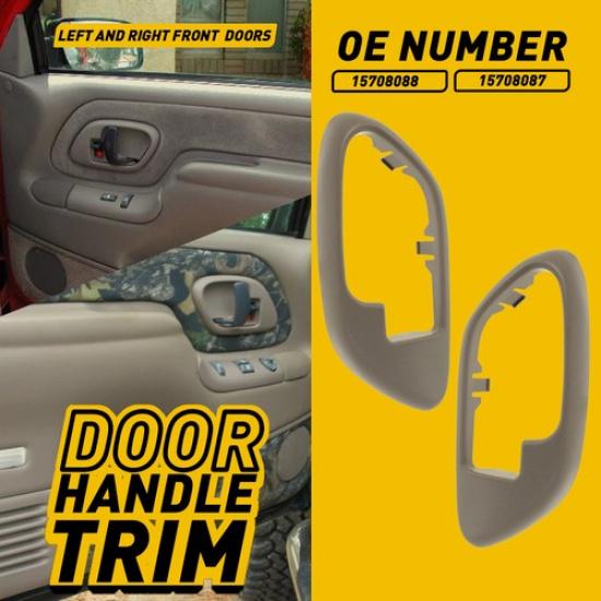 New Pair Ide Door Handle Trim Bezel Chrome 95-99 Chevy GMC Pickup Tahoe Yukon