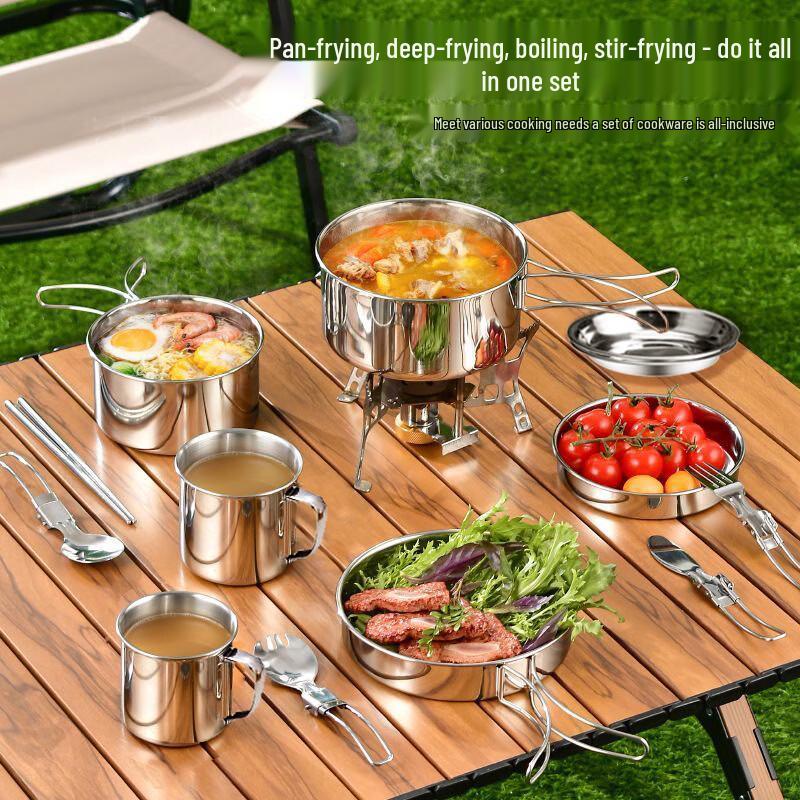 Portable 8-Piece Outdoor Cookware & Lunch Box Set