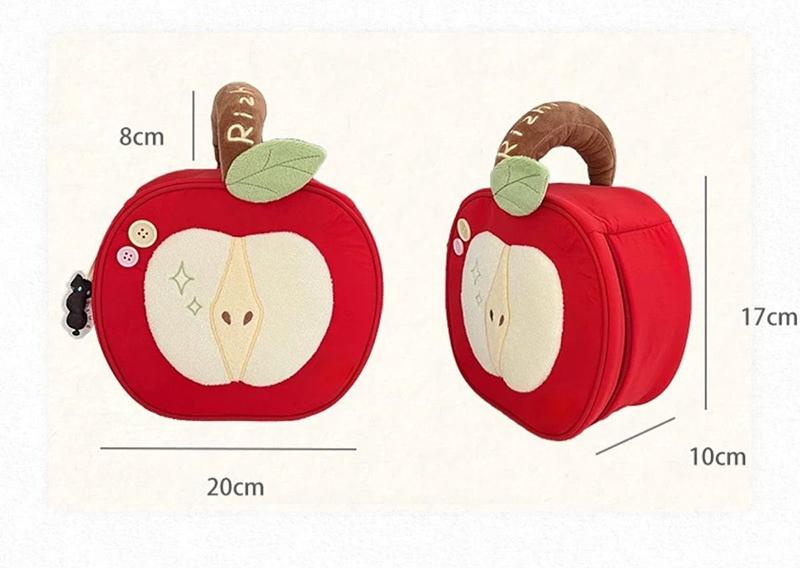 New Cute Red Apple Cosmetic Bag Creative Appearance Large Capacity Handheld Storage Pouch Stationery Organizer Gift Makeup Bags