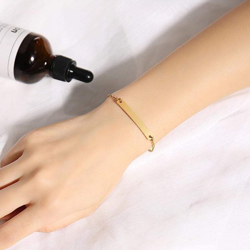 Vnox Free Engraving Thin ID Tag Bracelets for Women Stainless Steel Link Chain Wrist Pulsera 6.89 Inch To 8.66 Inch