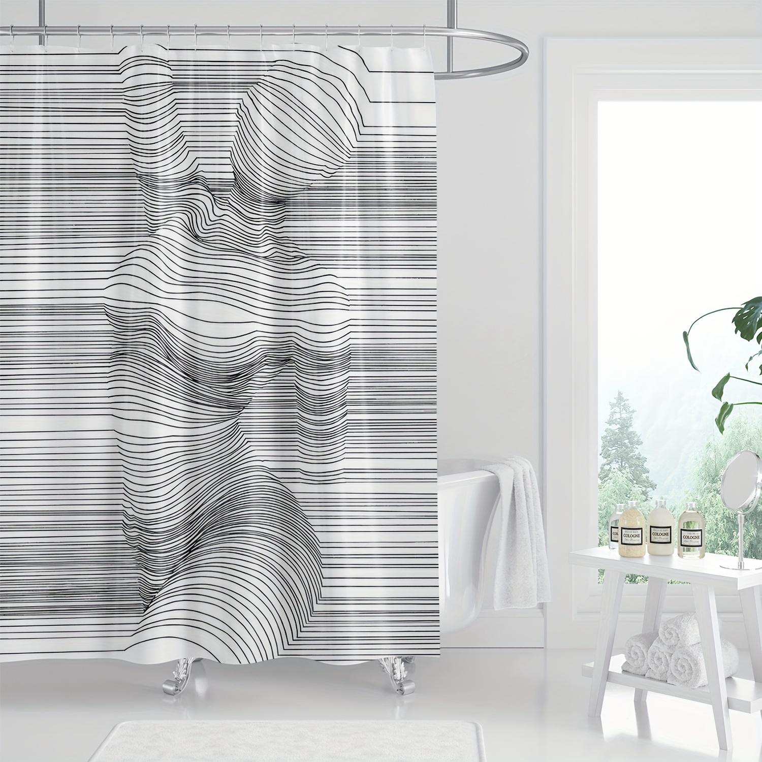

Artistic Abstract Shower Curtain - Modern Minimalist Line Art, Water-Resistant Polyester, All-Season Bathroom Decor W60H190(CM)-1 Pcs
